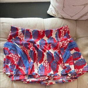 FP Movement Red Blue Floral Athletic Tennis Skirt / Skort